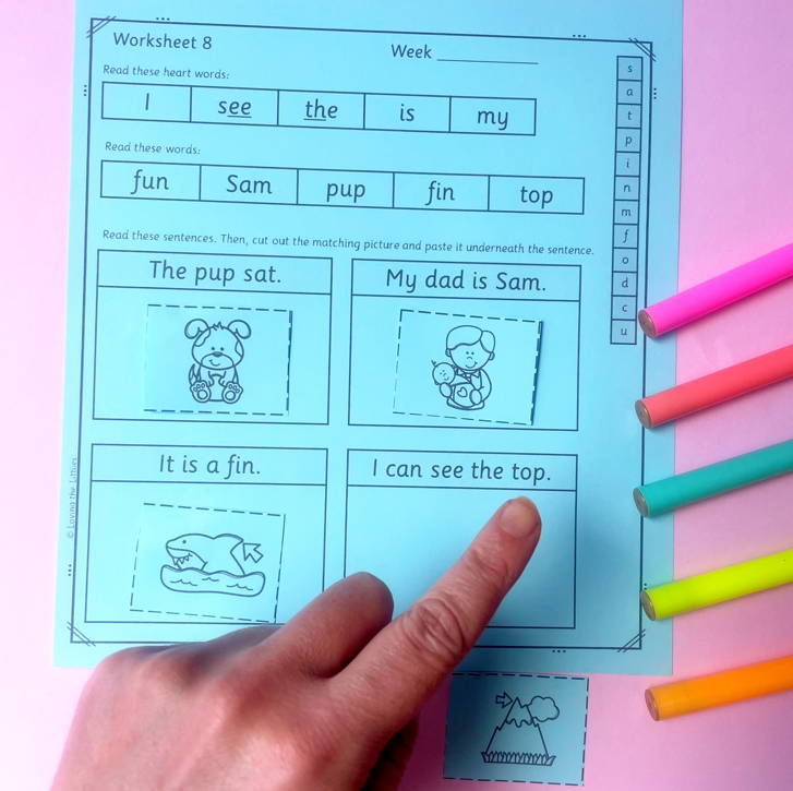 Home Reading Worksheets | Decodable Sentence and Picture Match