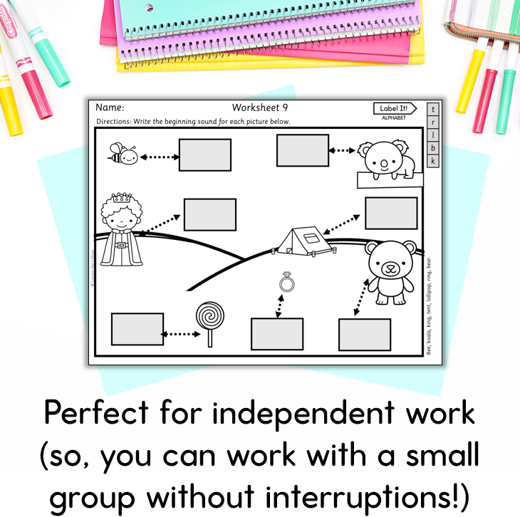 Label It! Prep/Kindergarten Beginning Sounds Labelling Worksheets | Phonics Practice