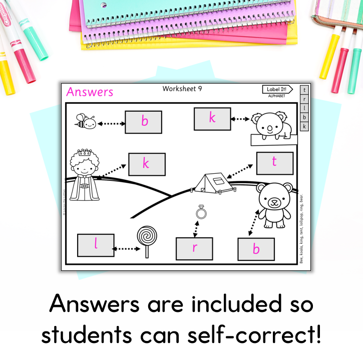 Label It! Prep/Kindergarten Beginning Sounds Labelling Worksheets | Phonics Practice