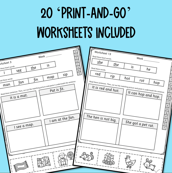 Home Reading Worksheets | Decodable Sentence and Picture Match