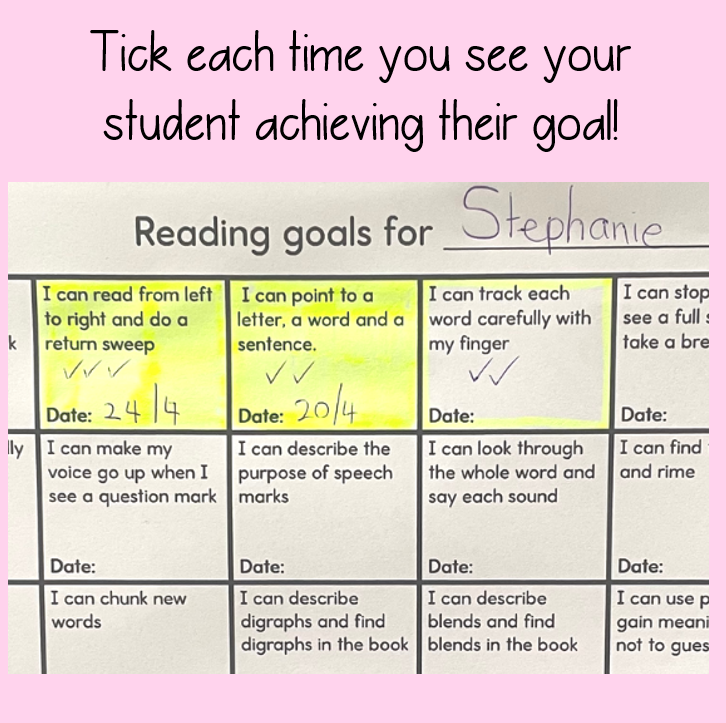 Kindergarten Reading Goals
