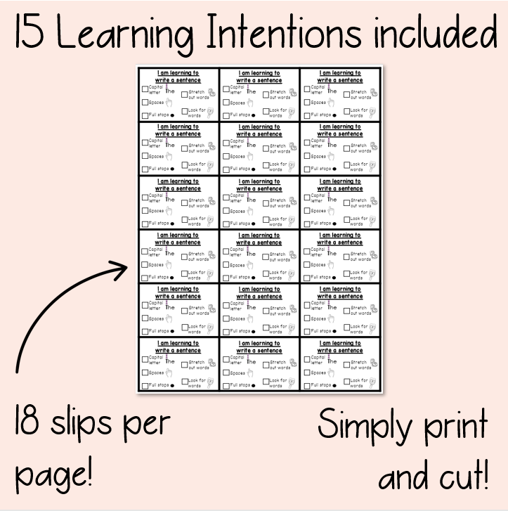 Writing Learning Intention Slips for Kindergarten