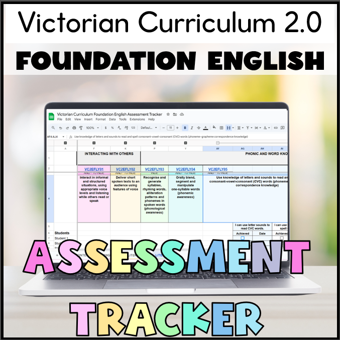 Google Sheets Victorian Curriculum Foundation English Assessment  Tracker
