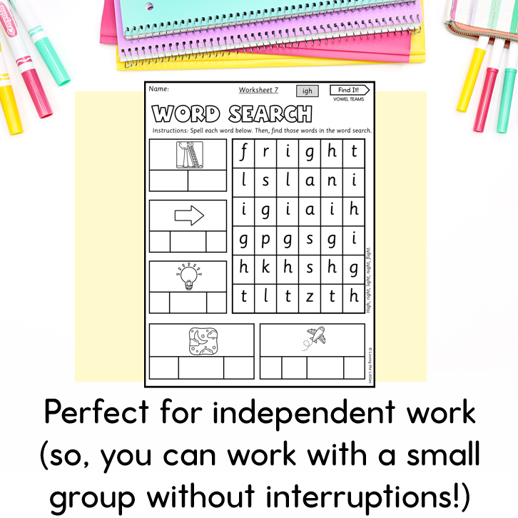 Find It! Vowel Teams Word Search Worksheets | Long Vowel Spelling Activities