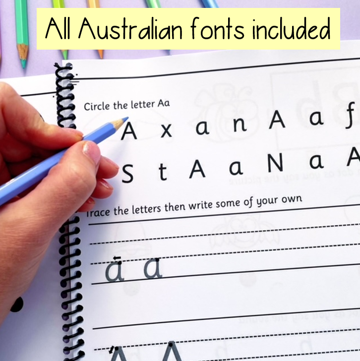 Foundation/Kindergarten Alphabet Book Phonics and Handwriting Booklet | All Australian Fonts