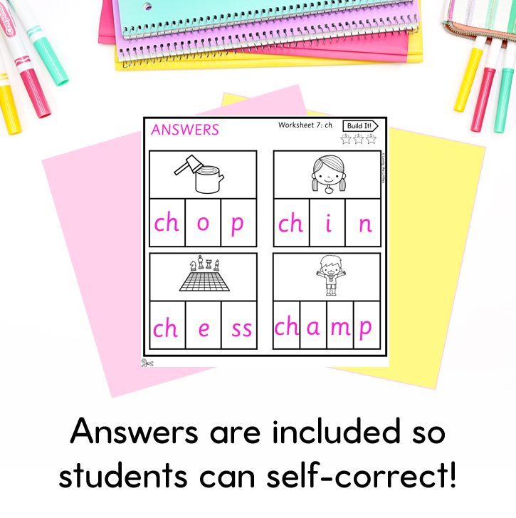Build It! Digraph and Double Consonants| Spelling Activity for Prep/Kindergarten