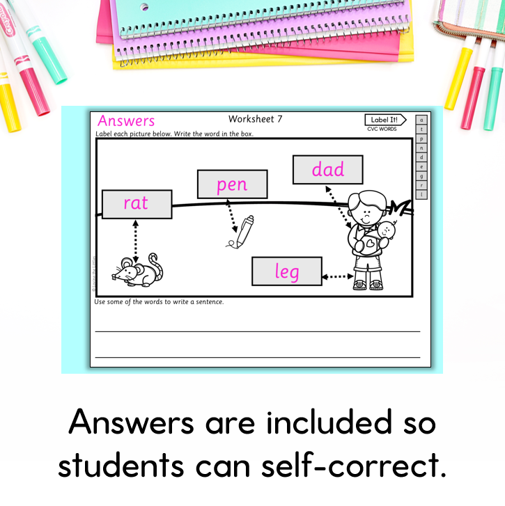 Label It! CVC Words Labelling for Prep/Kindergarten