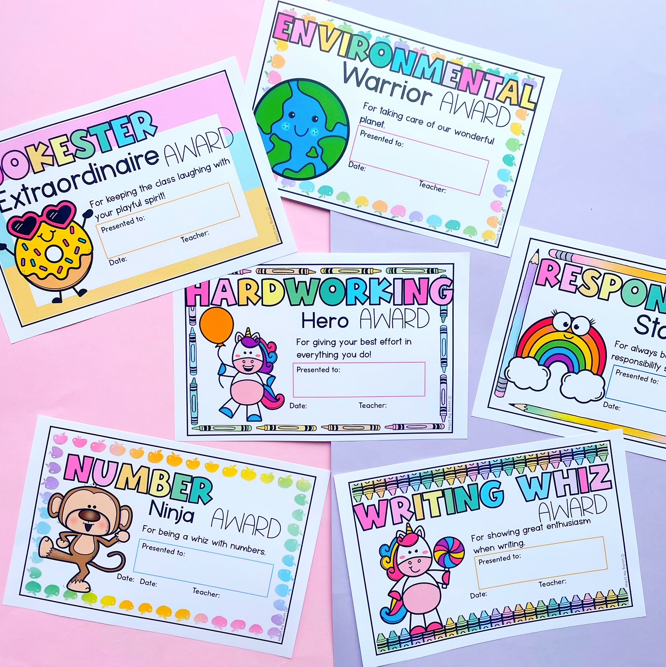 End of Year Student Awards Certificates | Student Gifts | Positive Reinforcement