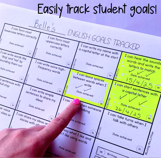 Foundation English and Maths Learning Goals | Student Slips Tracking & Certificates | Aligned with Australian Curriculum V9