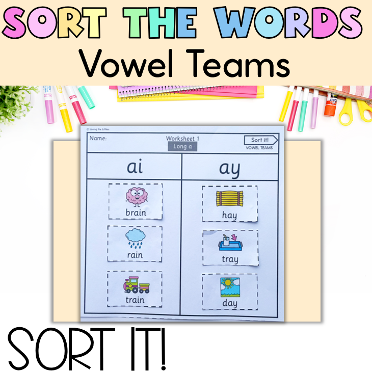 Sort It! Vowel Teams Sorting Worksheets | Long Vowel Spelling Patterns Activity