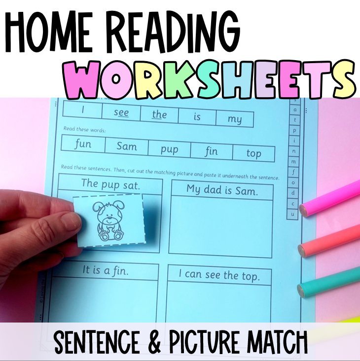 Home Reading Worksheets | Decodable Sentence and Picture Match