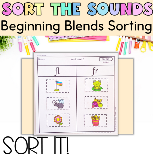 Sort It! Prep/Kindergarten Beginning Blends Sorting Worksheets