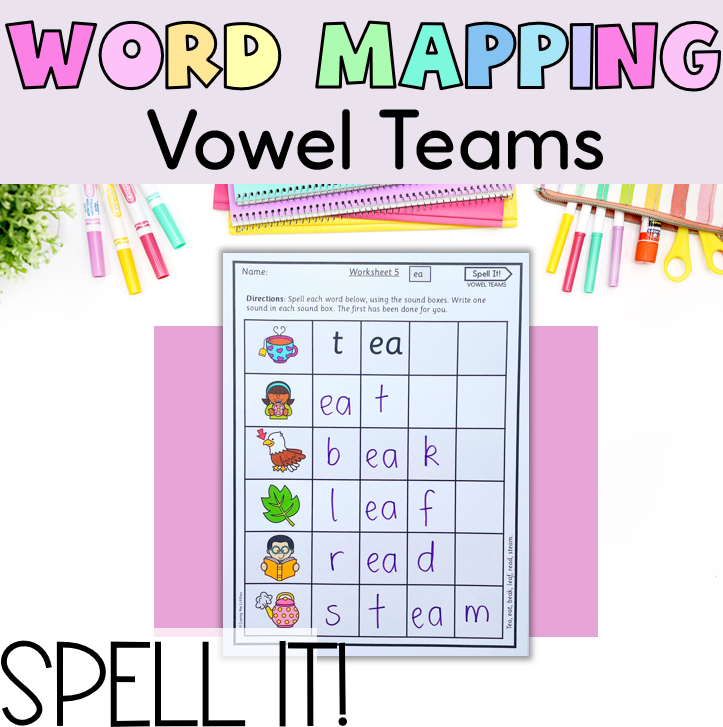 Spell It! Vowel Teams Spelling Activity | Long Vowel Spelling Pattern Word Mapping