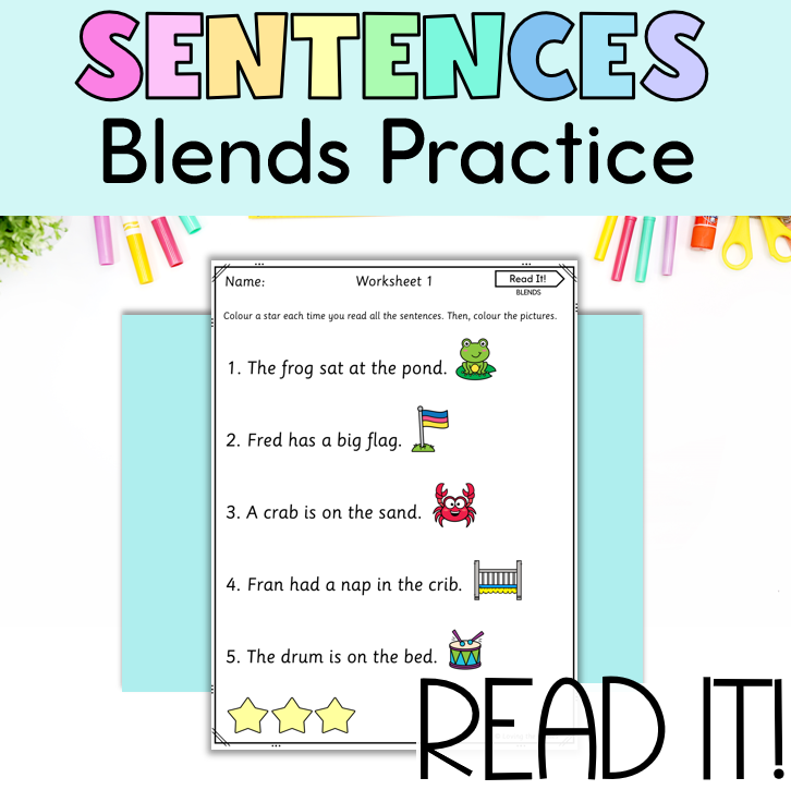 Read It! Prep/Kindergarten Decodable Sentences with Blends | CCVC CVCC Reading Fluency