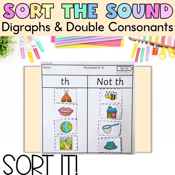 Sort It! Digraphs and Double Consonants Sound Sorting Worksheets for Prep/Kindergarten