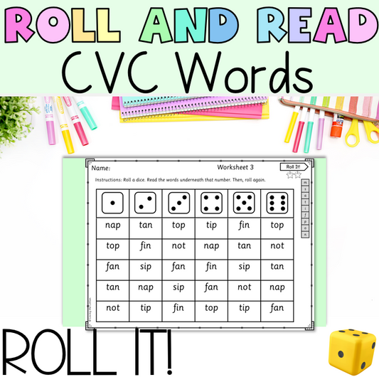 Roll It! Roll and Read CVC Words | Decoding and Blending Fluency for Prep/Kindergarten