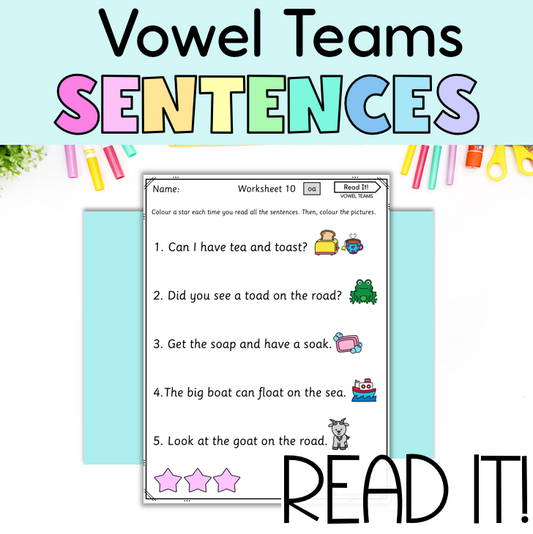 Read It! Decodable Sentences with Vowel Teams | Long Vowel Reading Fluency