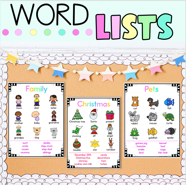 Word Banks | Word lists with pictures – Loving the Littlies