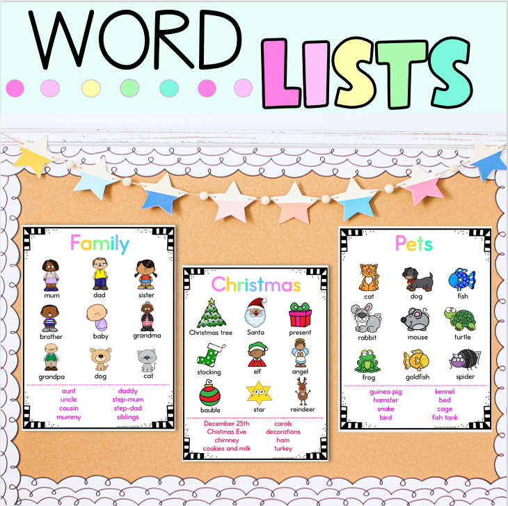 Word Banks | Word lists with pictures