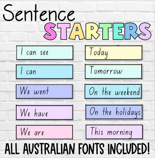 Sentence Starters for Kindergarten | All Australian fonts