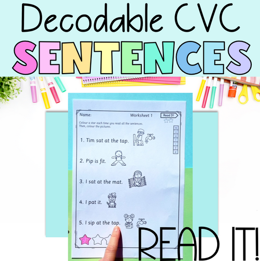 Read It! Decodable CVC Sentences for Prep/Kindergarten | Reading Fluency