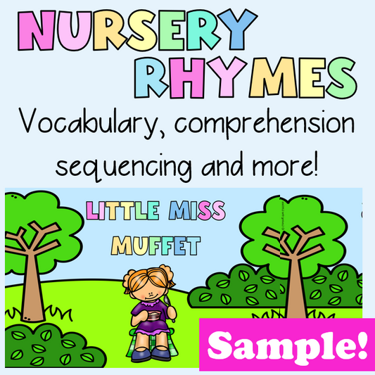 Free Nursery Rhyme | Little Miss Muffet | Shared Reading PowerPoint Vocabulary
