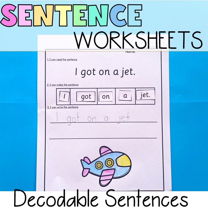 Kindergarten Sentence Worksheets | CVC Words Sentence Scrambles