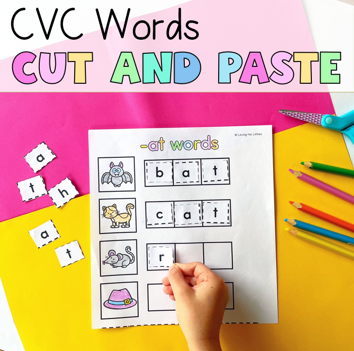 CVC Words Cut and Paste Worksheets