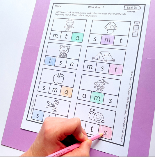 Spell It! Prep/Kindergarten Beginning Sound Worksheets | Alphabet Phonics Activity