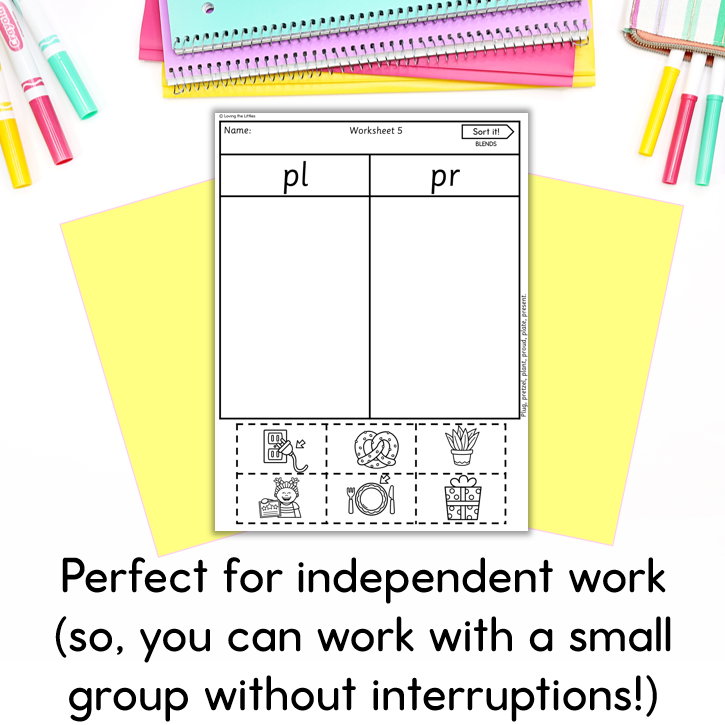 Sort It! Prep/Kindergarten Beginning Blends Sorting Worksheets