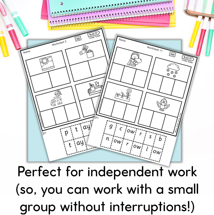 Build It! Vowel Teams Spelling Activity| Build a Word Long Vowels Worksheets