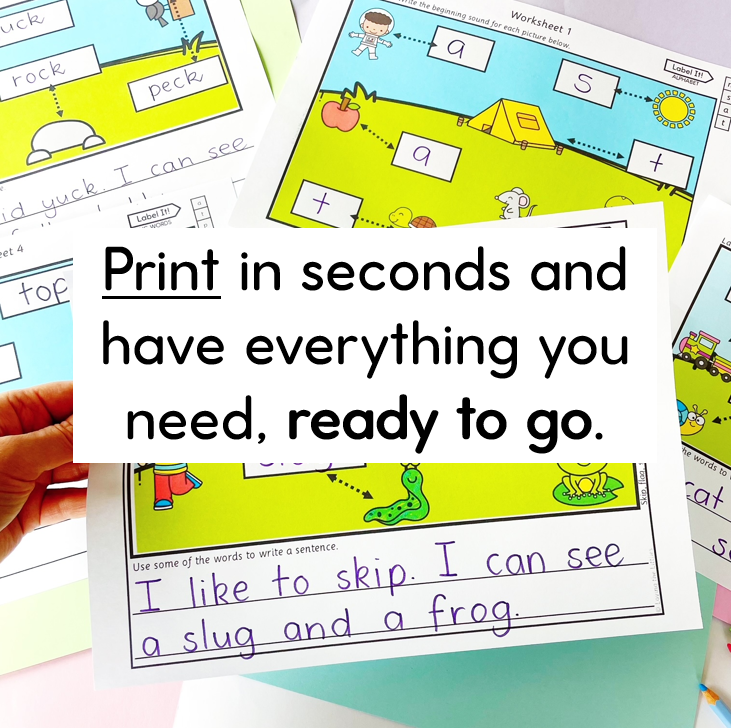 Click Print Learn | Prep/Kindergarten Year-Long No Prep Literacy Activities | Phonics Reading Spelling