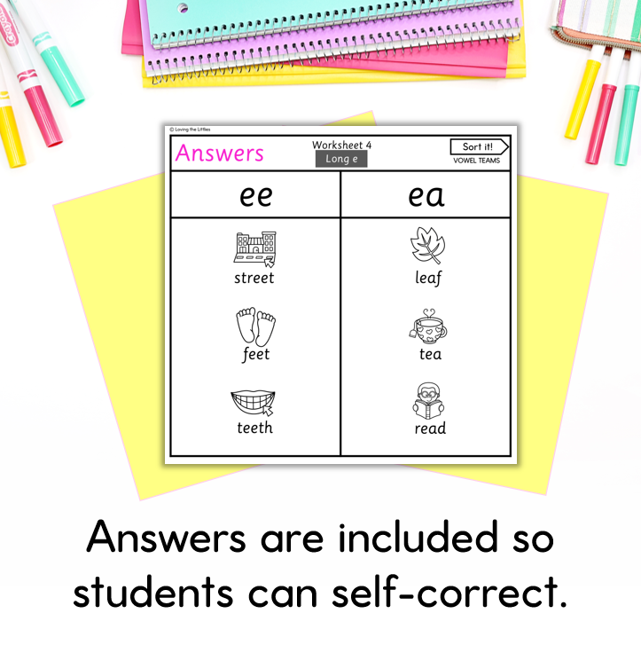 Sort It! Vowel Teams Sorting Worksheets | Long Vowel Spelling Patterns Activity