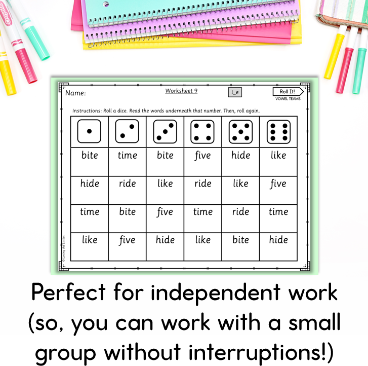 Roll It! Vowel Teams Roll and Read | Long Vowel Words Reading Fluency Practice