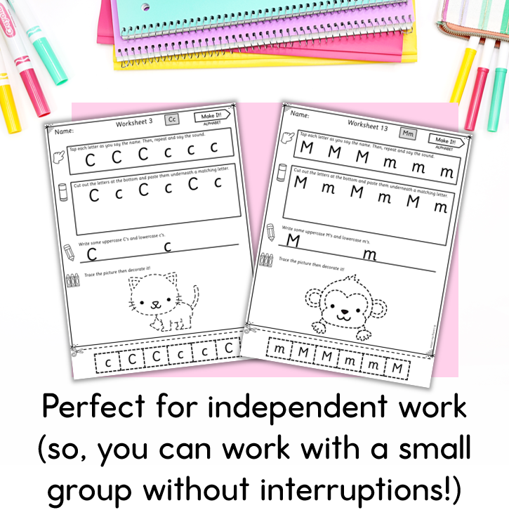 Make It! Prep/Kindergarten Alphabet Worksheets | Letter Name and Sound Practice