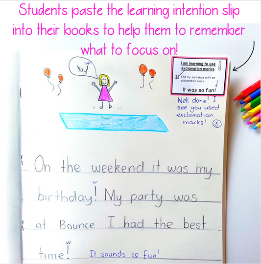 Writing Learning Intention Slips for Kindergarten