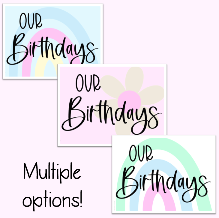 Birthday Display | Pastel editable birthday chart