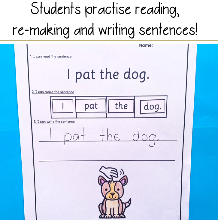Kindergarten Sentence Worksheets | CVC Words Sentence Scrambles