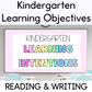 Kindergarten Learning Intentions Bundle | Reading & Writing Learning Objectives