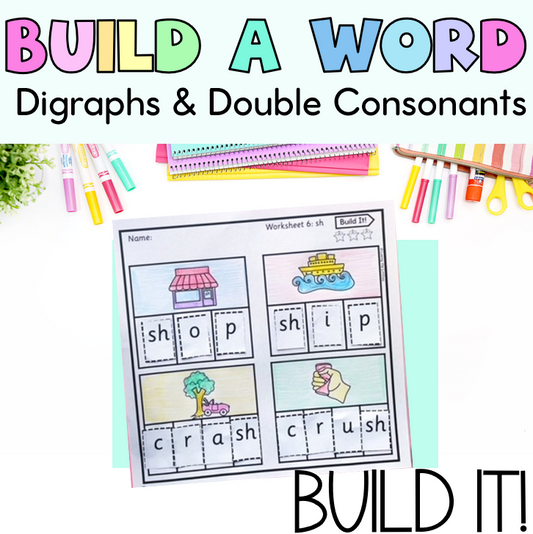 Build It! Digraph and Double Consonants| Spelling Activity for Prep/Kindergarten