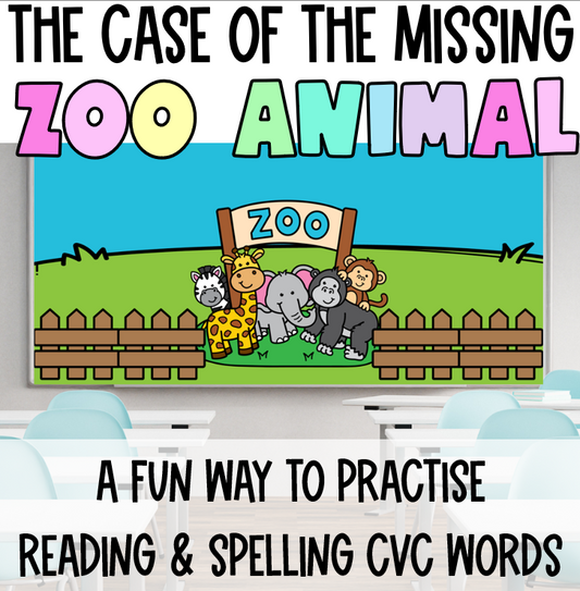 The Case of the Missing Zoo Animal |Reading Spelling CVC Words Mystery