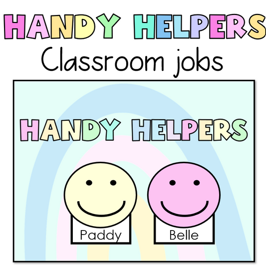 Handy Helpers | Classroom Jobs | Pastel Job Chart Display