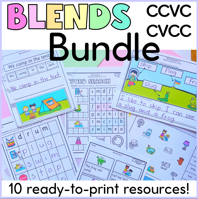 Blends Bundle | No Prep CCVC & CVCC Reading & Spelling Activities