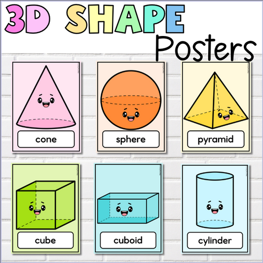 Cute 3D Shape Posters for the Classroom
