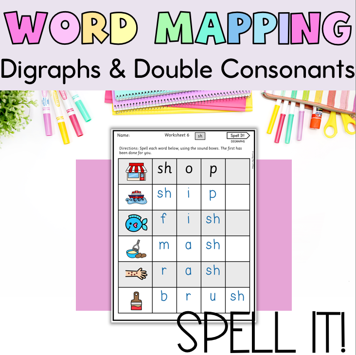 Spell It! Prep/Kindergarten Digraph and Double Consonant Spelling Activity