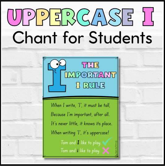 Uppercase I Rule Poster & Chant | Capital I Writing Reminder