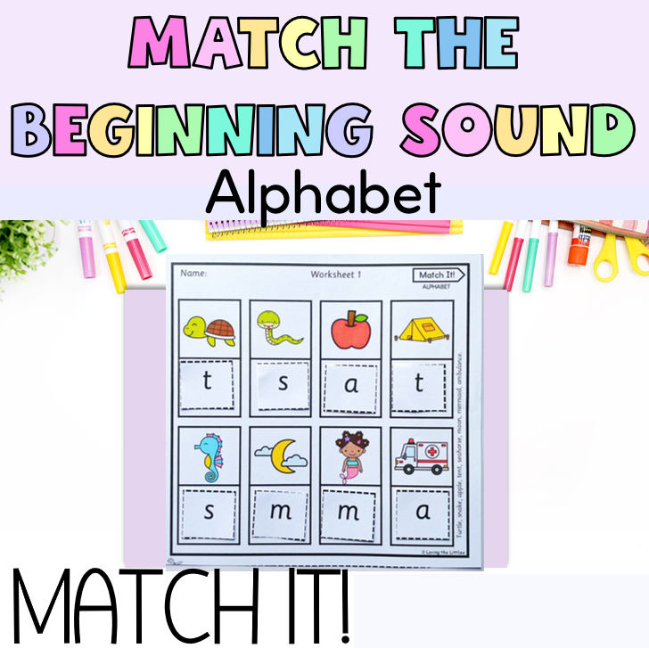 Match It! Prep/Kindergarten Beginning Sound Matching Worksheets | Phonics Activity