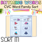 Sort It! Prep/Kindergarten CVC Rhyming Word Sort Worksheets | Word Family Activity