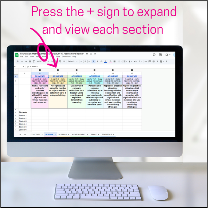 Google Sheets | Australian Curriculum V9 Foundation Maths Assessment Tracker