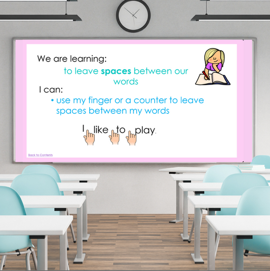 Kindergarten Writing Learning Objectives PowerPoint | Learning Intentions and Success Criteria